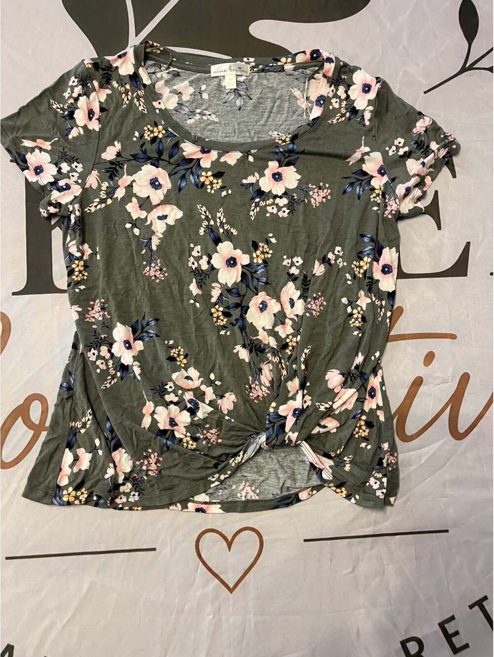 Nine Britton Floral Short Sleeve Twist Front Top